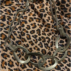 Silver tone circle link mesh bold necklace
